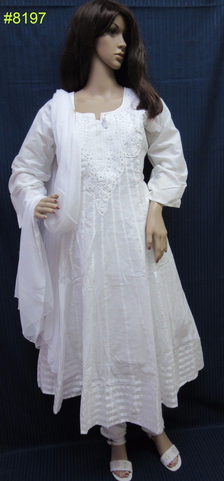 white party wear dupatta